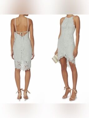 LAST WEEK!  FINAL MARKDOWN. Lover Lace Halter Mini Dress in Pale Mint, Sz 4